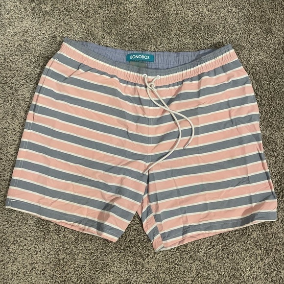EUC - Men’s Bonobos Swim Trunks - Pink, White, & Blue - Size: Large - Picture 1 of 2